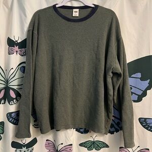Men's green waffle knit long sleeve